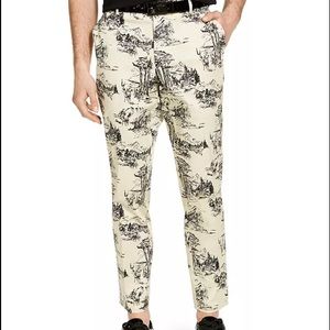 INC Tan Nature Drawing Tapered Dress Pants 34x32